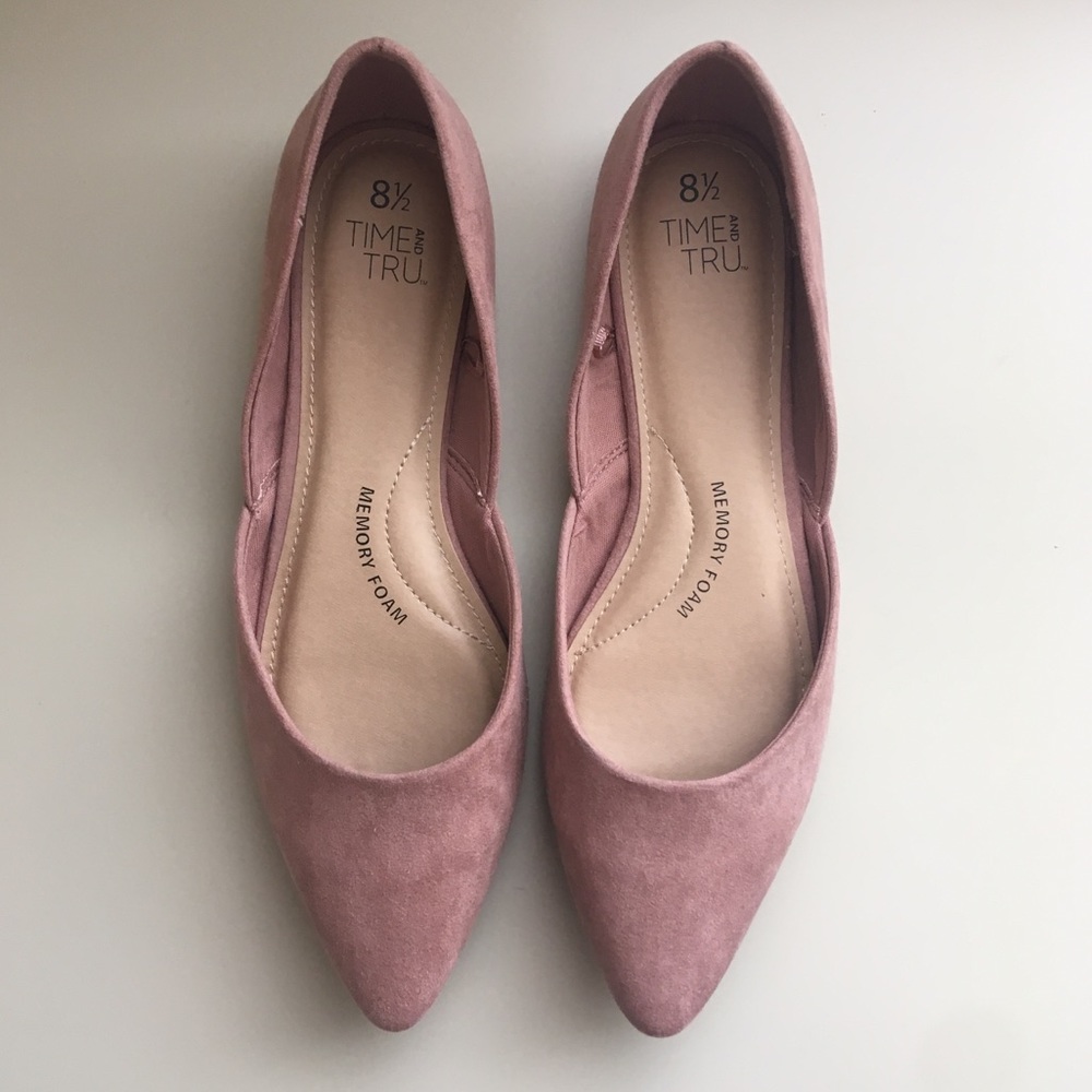 Rose Pink Pointy Toe Flats by Time And Tru